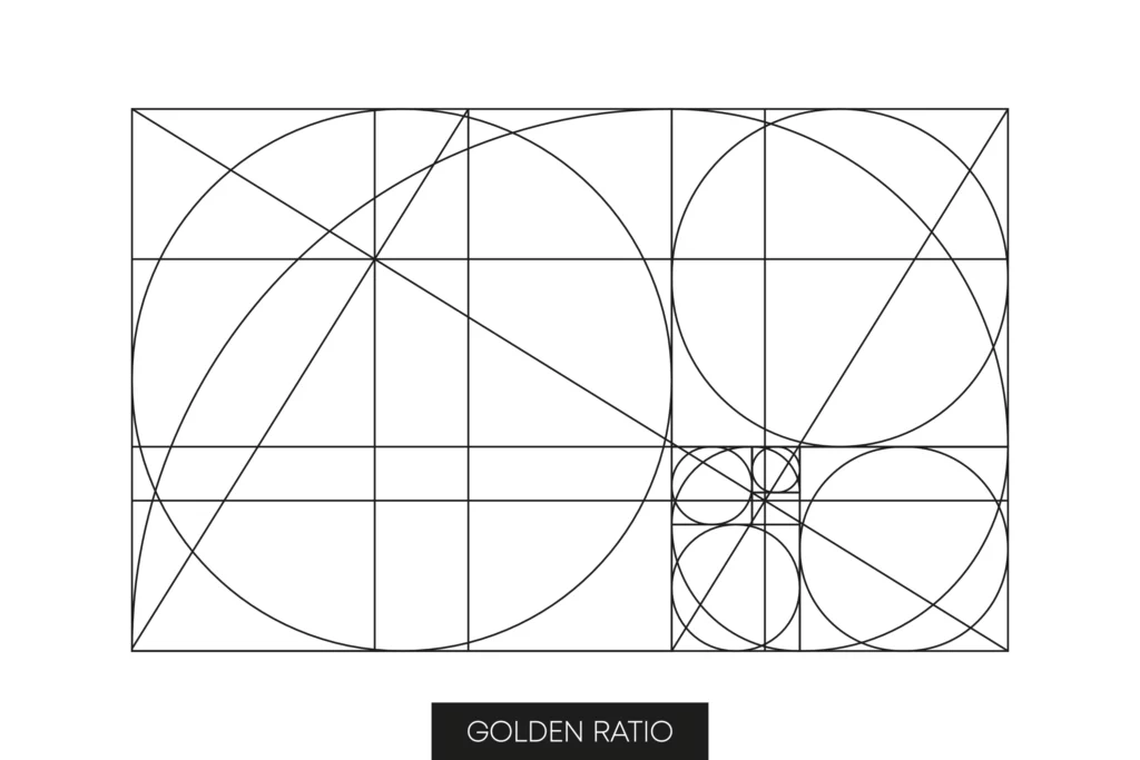 Die Grafik zeigt, wie ein Bild in neun gleiche Zonen unterteilt wird, ähnlich wie bei einem Raster.